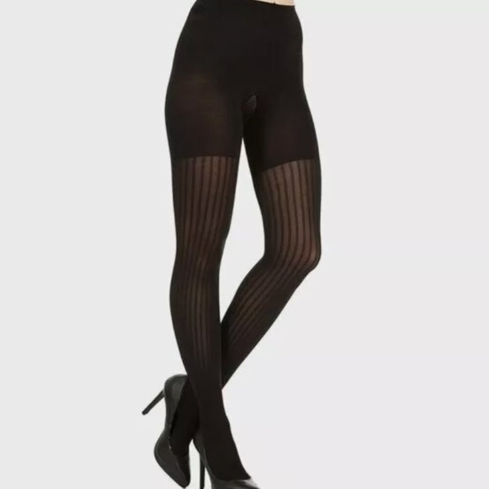 Star Power SPANX Center Stage Patterned Shaping Tights Backdrop Black Size E